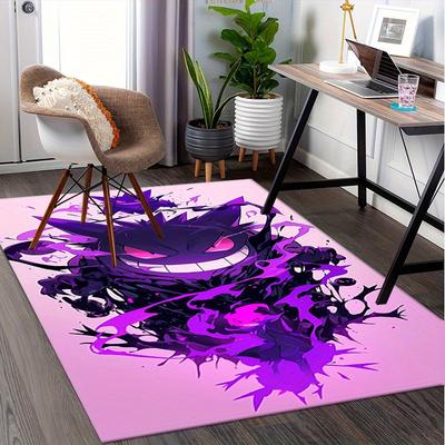 1pc Ghost Pokémon,Gengar Evolution,Purple Spirit Office Carpet Soft Polyester Entrance Carpet Washab