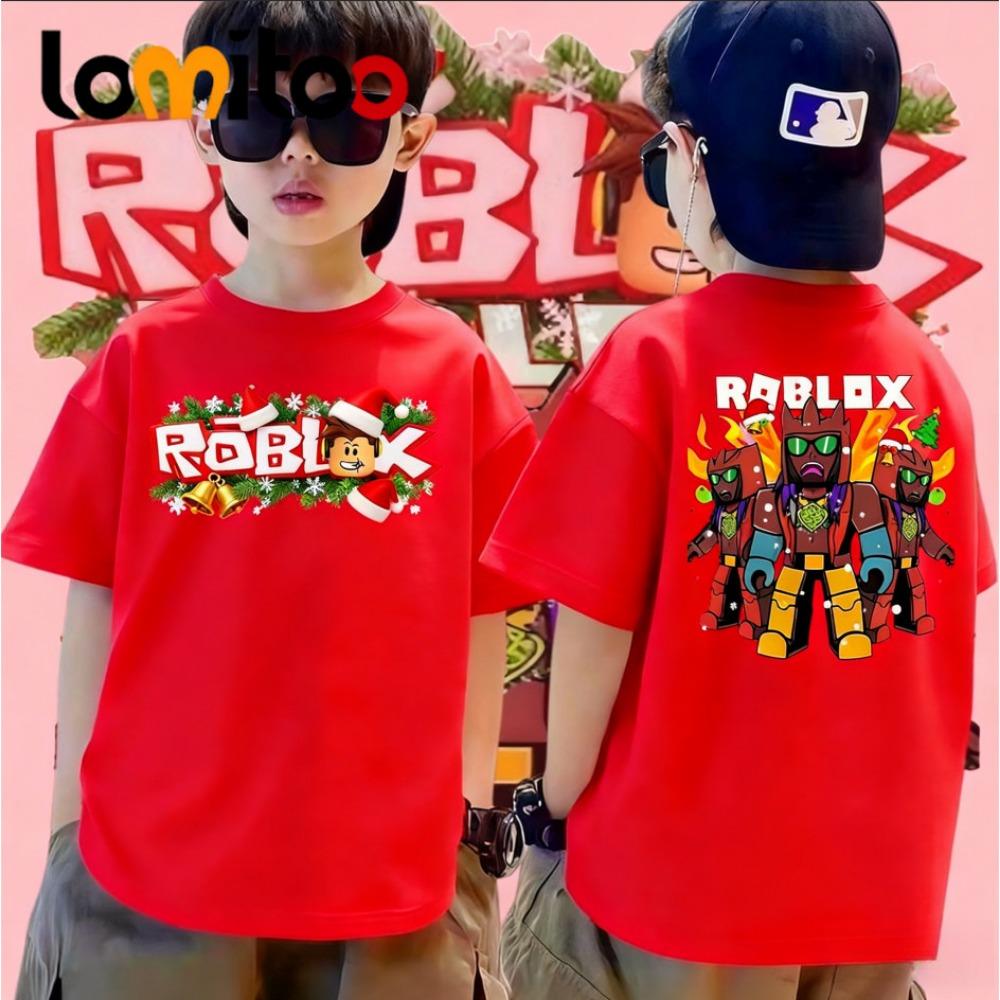 

Рождественские мальчик и девочка roblox принты милые мягкие футболки 150