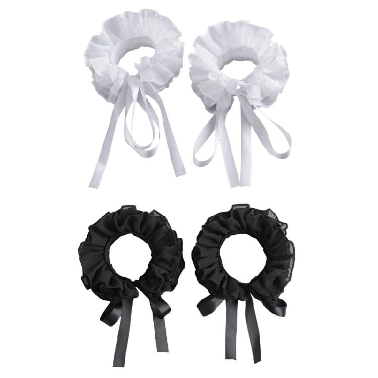 Elegant Arm Sleeves With Layered Petal Detail Elastic Wrist Cuffs Extension Faux Sleeves For Office Women Daily Formal