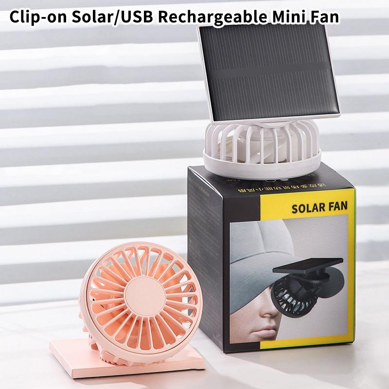 Portable Mini Hand Clip Fan Usb Rechargeable Solar Powered Fan For Travel Outdoor Hiking Camping Clip On Air Cooling Small Fan