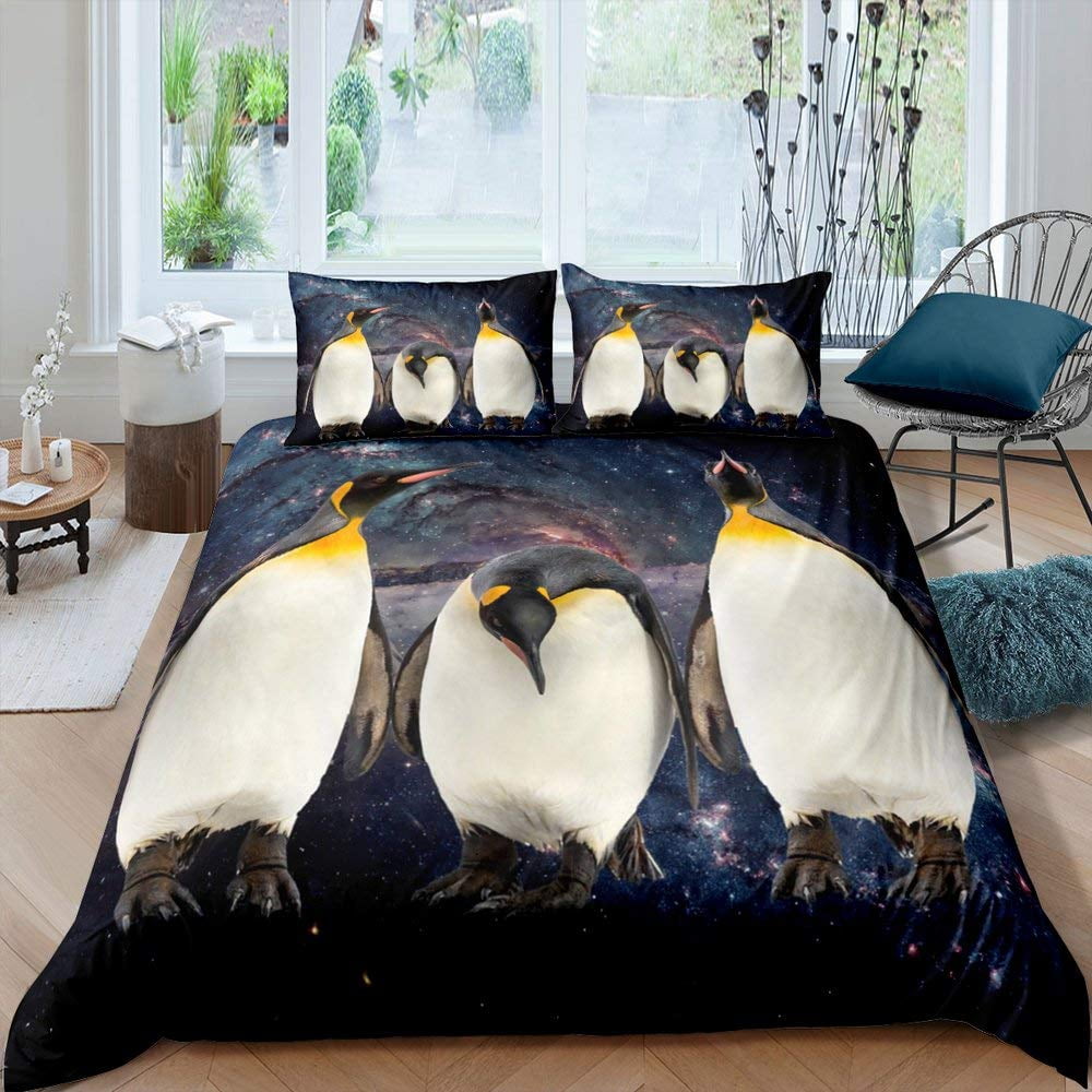 Comforter Penguin Antarctic Animals For Women Kids Boys Winter Wildlife Theme For Bedroom Ration Queen Size Comfortable