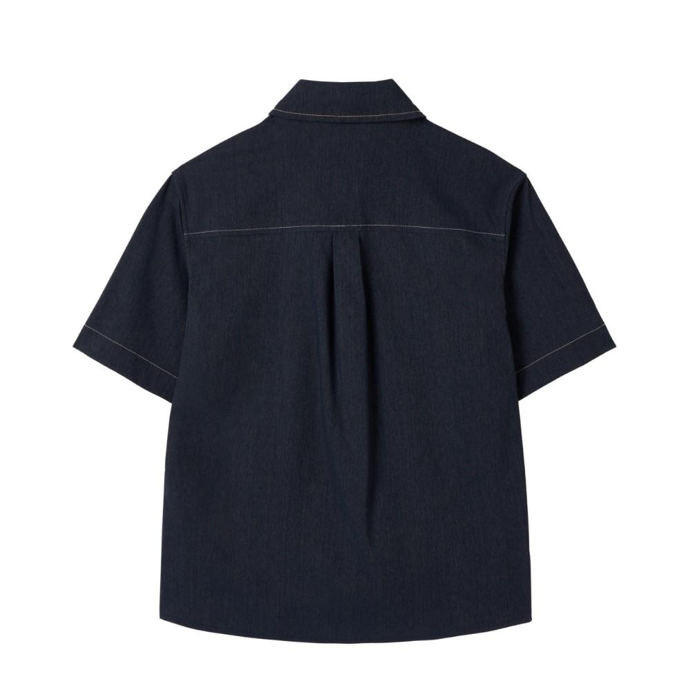 BROMPTON LONDON W Denim-Like Half Sleeve Shirt - Navy (P252Wsh180)