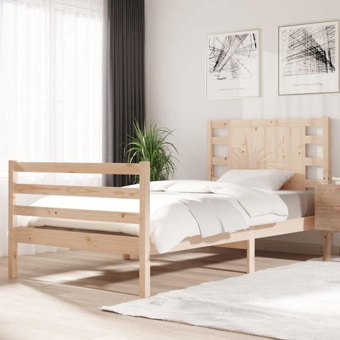 VidaXL Cadre de lit Bois de pin massif 90x190 cm Simple 3104248