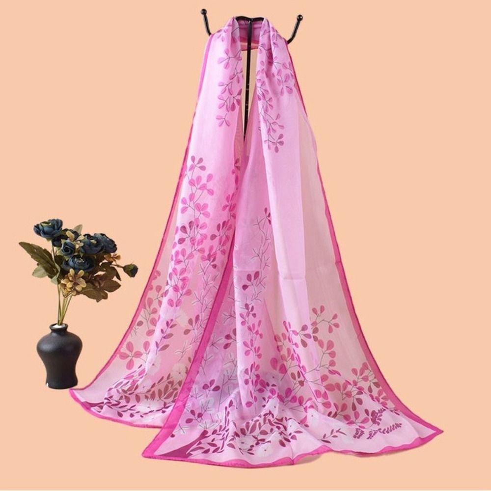 Long Sunscreen Shawl Floral Print Shawl Silk New Beach Scarves Spring
