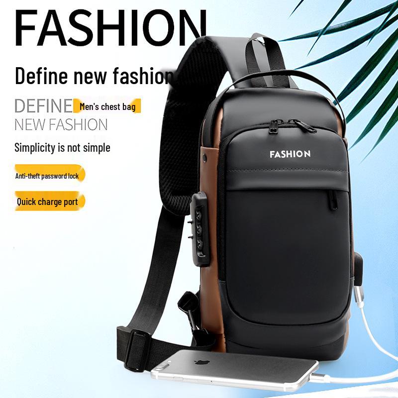 Herren Casual Umhängetasche mit USB-Ladeanschluss