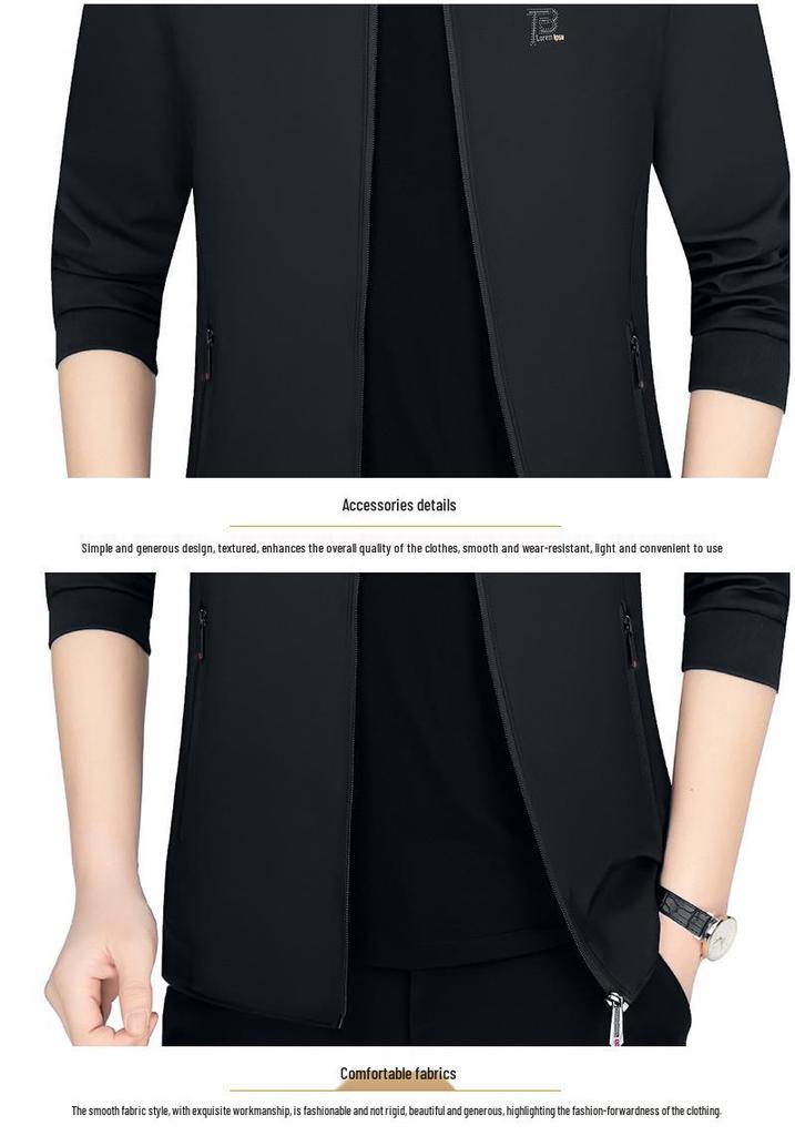Men's Spring 2026 Stand-up Collar Jacket for Fathers: Trendy Business Casual Fashion