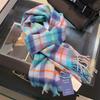 British Classic Unisex Couple Style Simple Versatile Winter Warm Scarf Exquisite Pure Wool Plaid Scarf Women Men