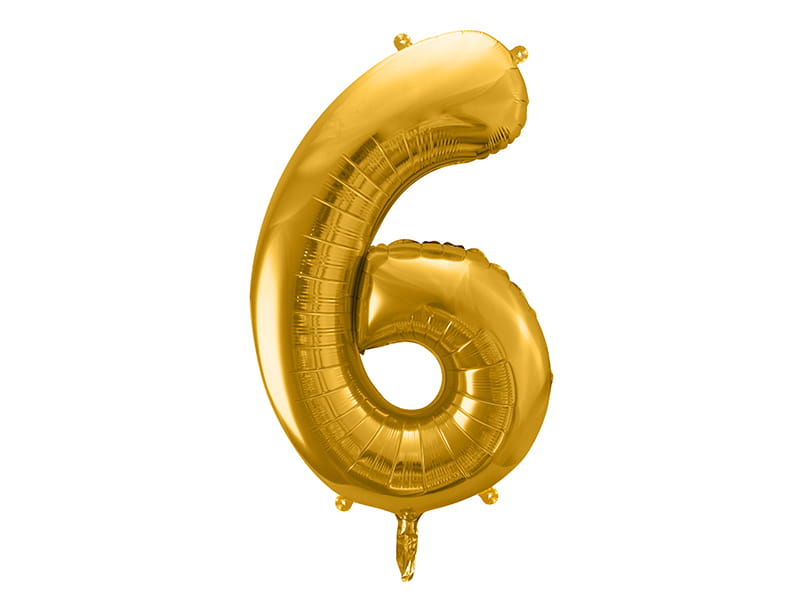 Balon Foliowy Cyfra "6" Złoty 86 Cm