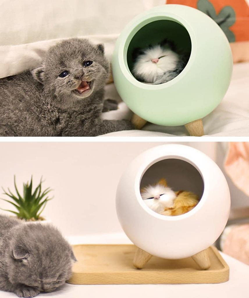 Moin Moin Lamp Electric Cat Paw LED Light Dome Bedside Night Lamp Touch Stepless Dimming Auto Off Cordless Rechargeable Night Table Light Green Warm