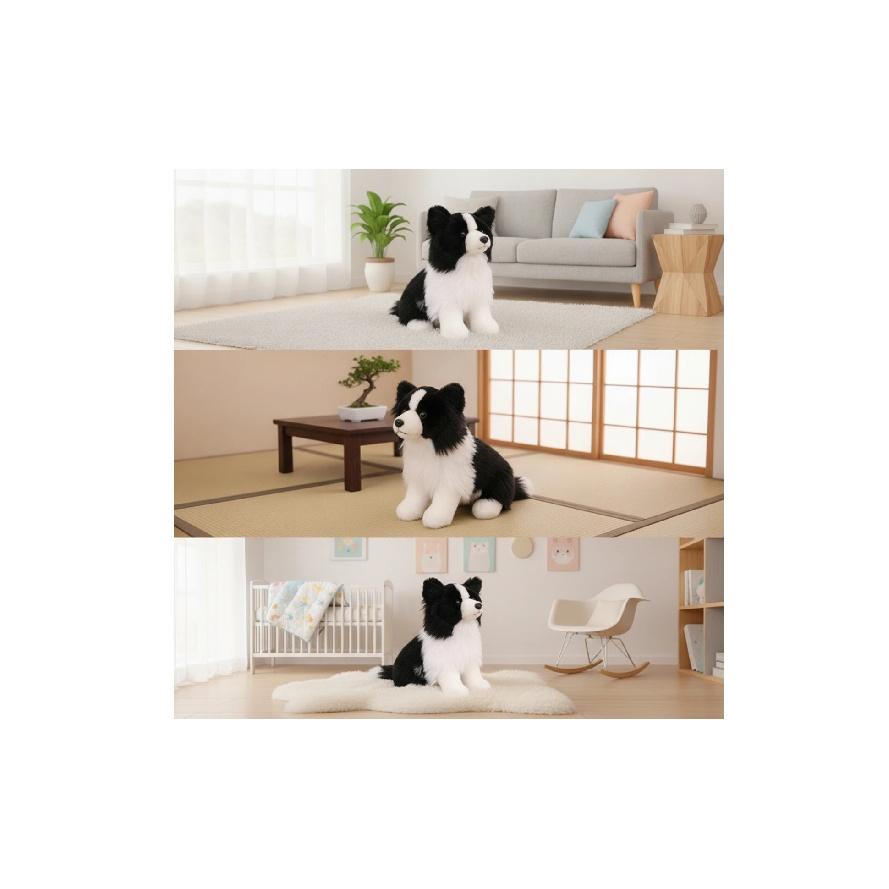 Border Collie Stuffed Animal Dog Realistic Border Collie Stuffed Animal Stuffed Dog with Stuffed Animal Tail Lifelike Soft