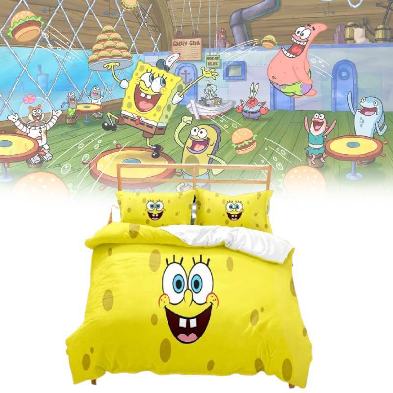 Bedding Squarepants Spongebob Single Double Duvet Cover Cases Sets Supplies