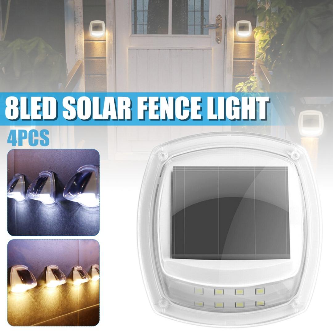 

PDTO Новые 4 шт. солнечные настенные светильники 8-светодиодные садовые водонепроницаемые светильники для забора, лестницы и террасы