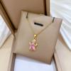 ZAKOL Stainless Steel Pink Sweet Cute Animal Crystal Tortoise Necklace Earring Set Women Girls Exquisite Jewelry Sets Gift