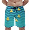 Summer New 3D Printed Cute Animal Yellow Duck Men's Children's Beach Shorts, Fun Street Style Swimming Trunkslvn