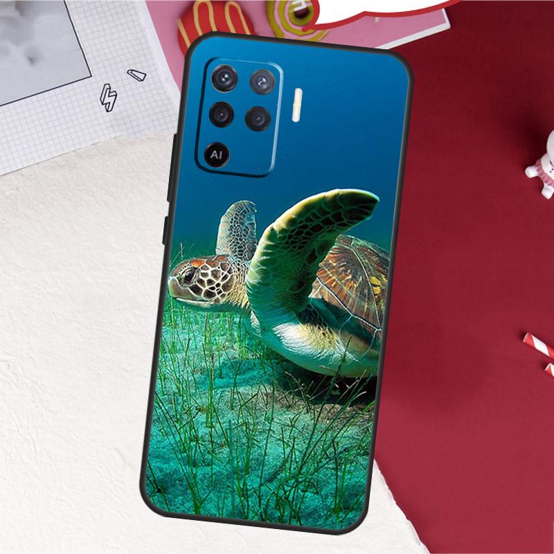 Cute Cartoon Turtles Case For Oppo A17 A57 A77 A74 A54 A94 A78 A98 A18 A60 A80 A40 A38 A58 A96 A76 A16 A15 A5 Pro