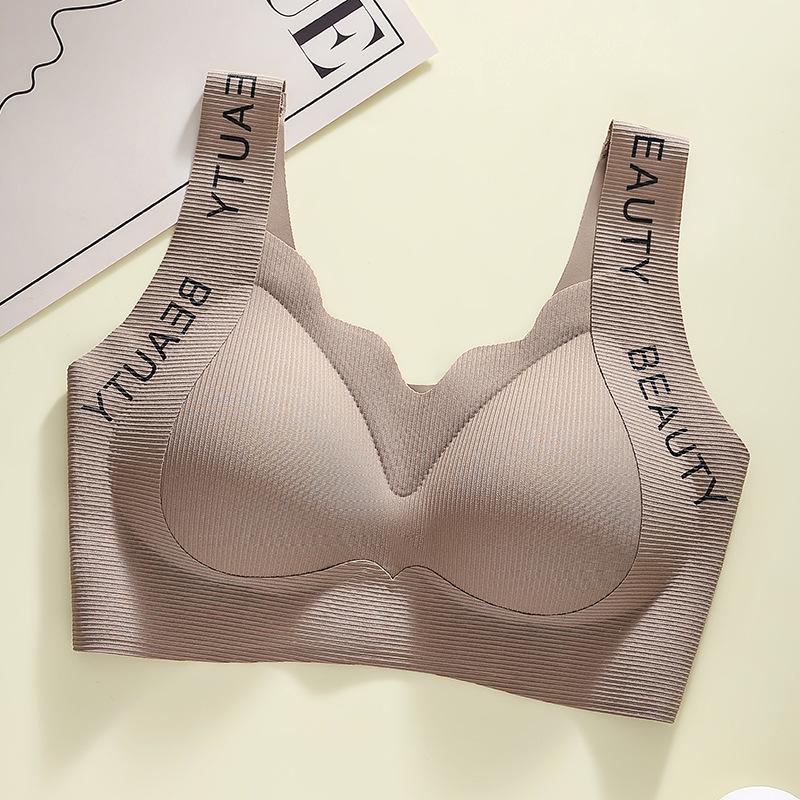 

Seamless Lingerie Women s Plus-size Tapering Anti-sagging Sports Bra Vest-style Thin Bra Push Up Bra 6XL коричневий