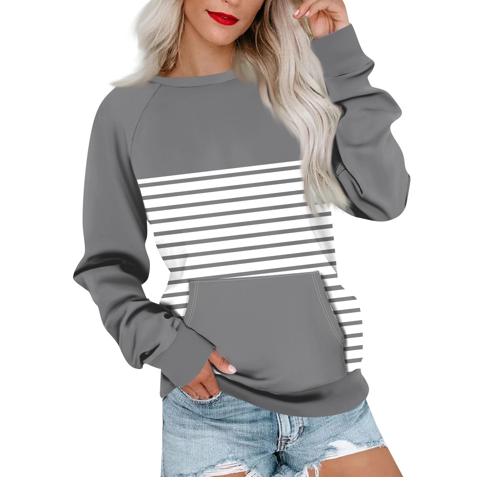 

Женская толстовка с длинным рукавом, повседневная, с круглым вырезом, симпатичная, с принтом, легкая толстовка с карманом XXL