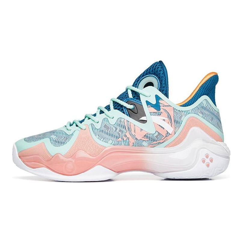 Anta Shock Wave 4 Abrasion Resistant Slip Resistant Low top Basketball Shoes Women's Blue Pink 122231106-2