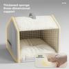 Winter Heated Cat House Semi-Enclosed Warm Kitten Bed Electric Heating Pet Pad for Dogs Plush Deluxe Heated Shelter for Cats