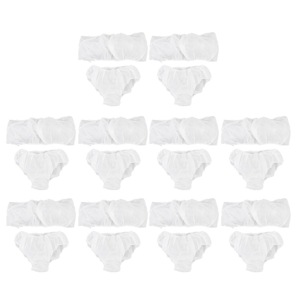 10set Disposable Bras and Panties Breathable Multifunctional Salon Top Garment Underwear for SPA Sauna White