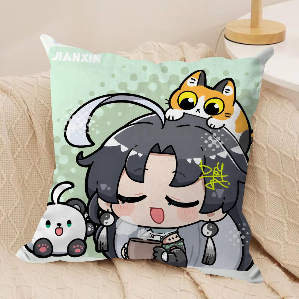 

jianxin cute wuthering waves Cushion Cover Silky Short Plush Invisible Zipper Dustproof Sofa Pillow Case for Home Decor 30x30cm