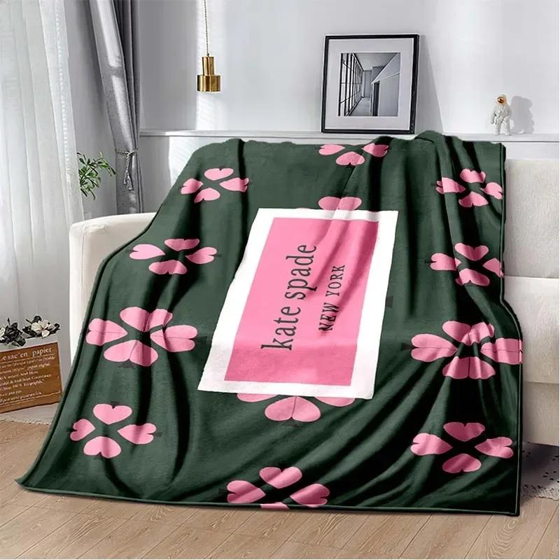 Fashion Brand Logo Ke-Kate-Spade-e Plush Blanket Home Sofa Bed Decoration Portable Picnic Gift Warm Blanket