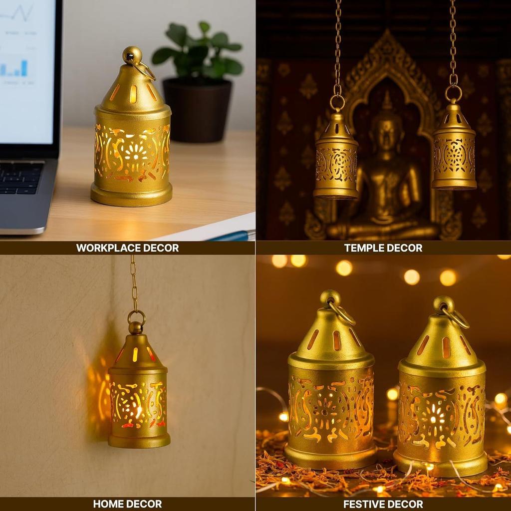 Set of 2 Candle Holder for Home Decor | Diwali Decoration for Home | Tealight Holder | Metal Candle Stand (Set of 2; Dia 6 X H 11 Cm)