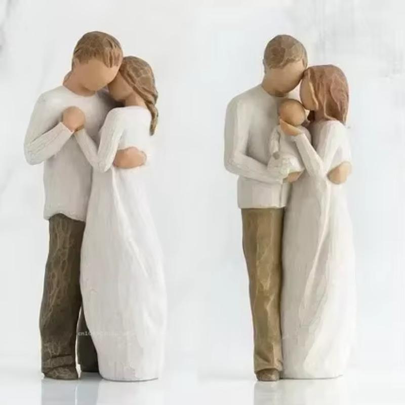 Nordic Style Figure Nativity Scene Wood Sculptures Family Ornament Family Resin Figurine Crafts Wedding Gift for Home Decoration