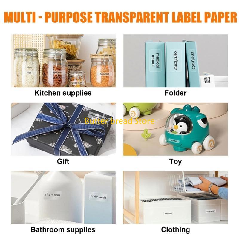 W89C 480Pcs Clear Thermal Label Sticker 2x40mm for Food Container Glass Jar Bottle