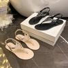 Versatile flat-bottomed casual bohemian beach sandals fashion toe rhinestone sandals women's 2025 summer and autumn new