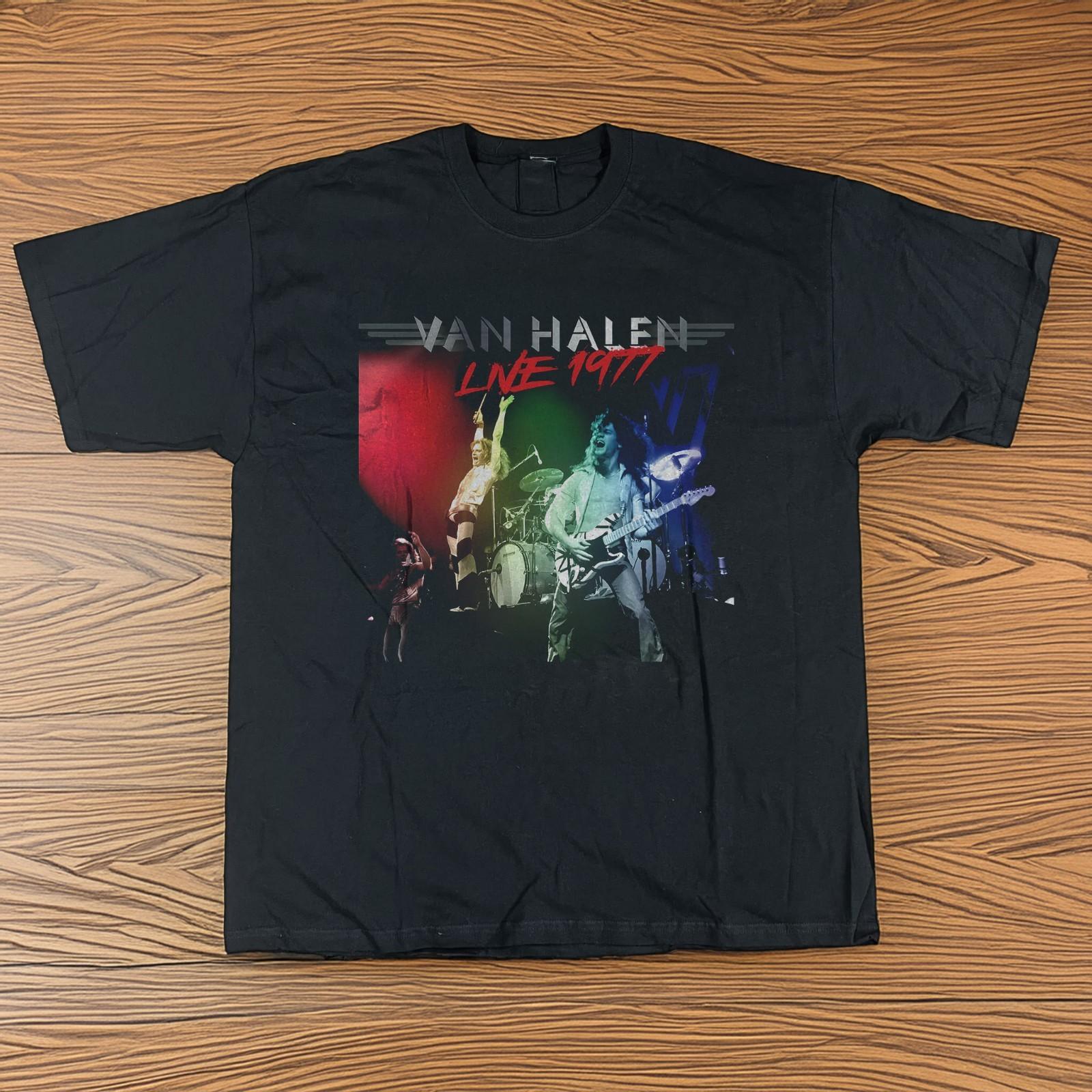 Van Halen Eruption Live at Pasadena 1977 Black Unisex T-shirt Size S-5XL M