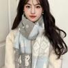 Three-color rabbit scarf, Korean retro fringed female autumn and winter student versatile warm atmosphere scarf