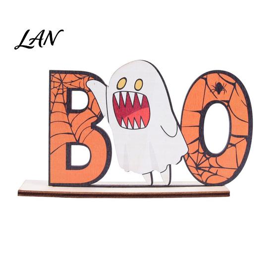 Halloween Home Festive Decor Wooden Table Sign, Cute Pumpkin Boo Ghost Centerpiece Tabletop for Indoor Mantel Fireplace Decorative Fall Sign