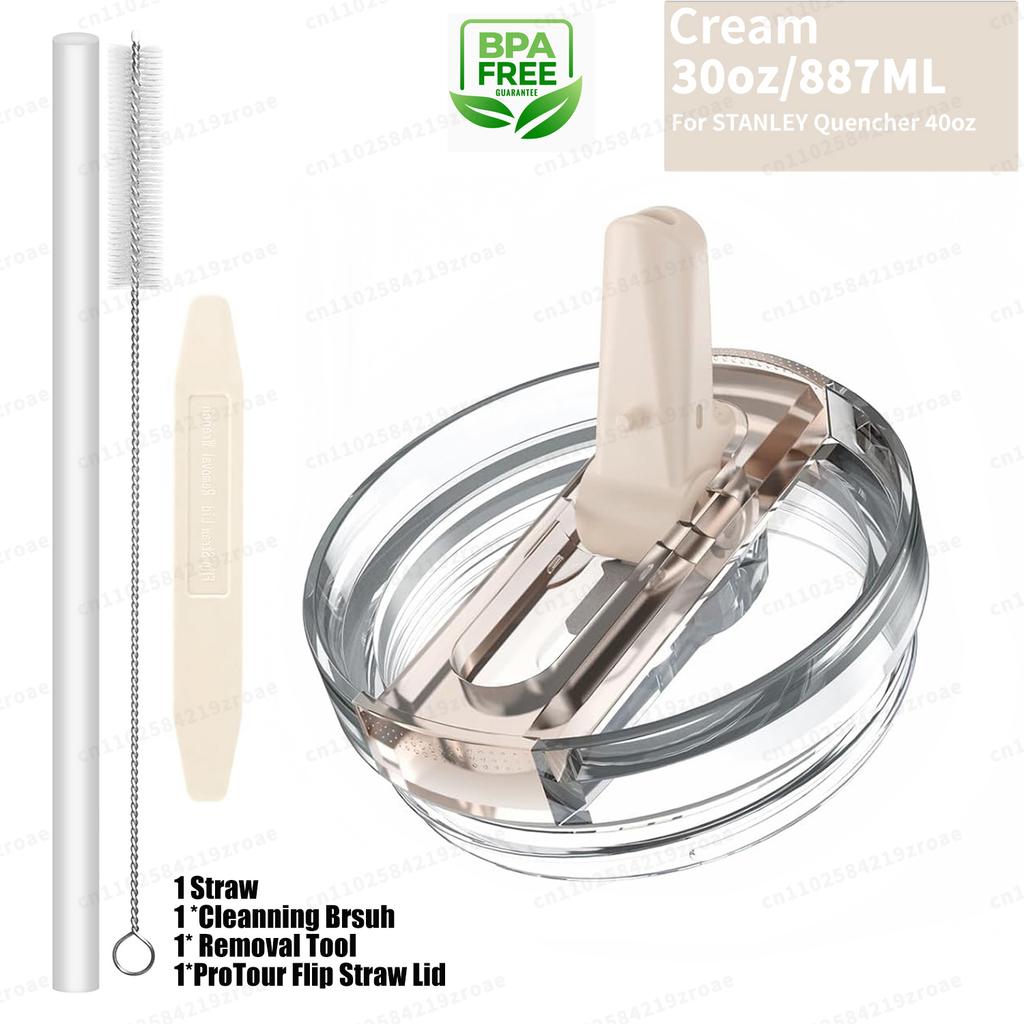 30oz Flip Straw Lid for Stanley Quencher H2.0 Tumbler Leak Proof Lid Replacement No Spill Cover for Stanley Cup Accessories