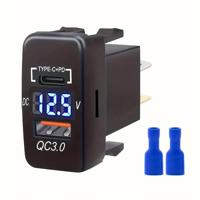 USB Car Charger Socket Quick Charge 3.0 & PD USB C Port Power Outlet Adapter for 12V/24V Toyota Vehicles