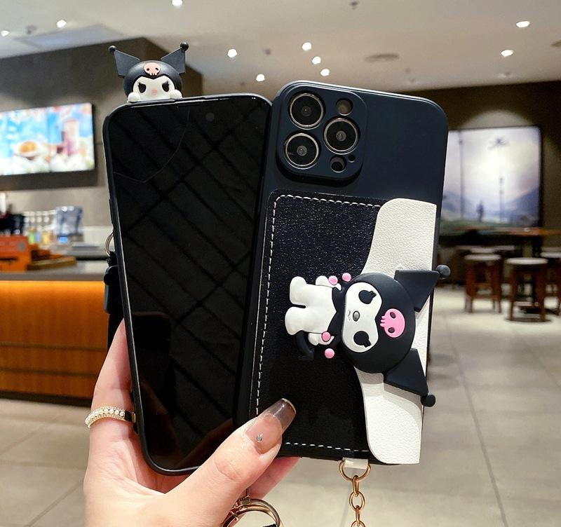Applicable To Samsung A17 Card Bag, Mobile Phone Case A34 Cartoon Lying Down A24 Kulomie A53 Messenger Rope Soft Woman
