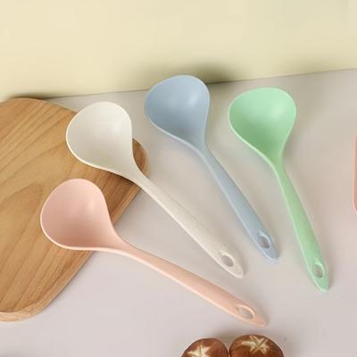 1PCS Long-Handled Sustainable Wheat Straw Soup  Porridge Spoon  Durable Plastic Kitchen Utensil for Home and Restaurant Use