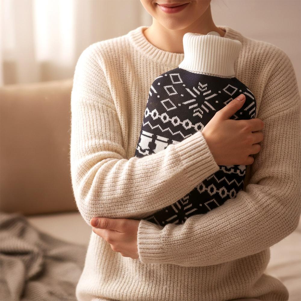 Duży Termofor w Sweterku Pokrowcu Ogrzewacz Podgrzewacz Gumowy na Wodę XXL