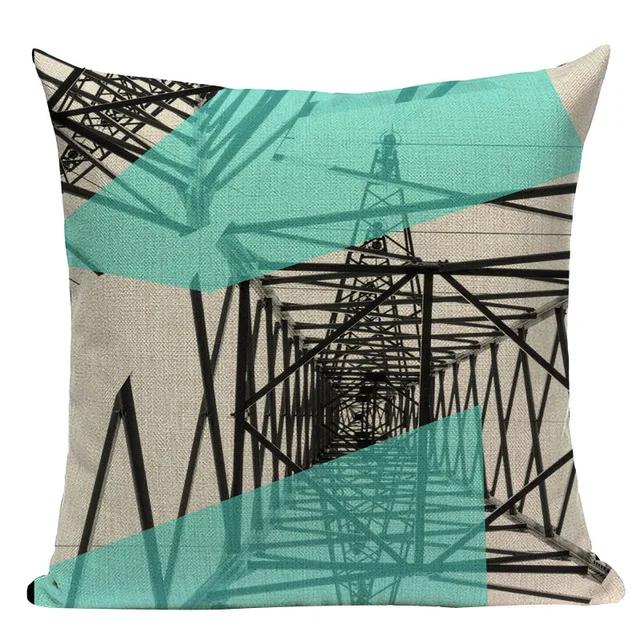 Black White Plant Building Flower Geometric Decorative Throw Pillows Case Polyester Sofa Cushion Cover For Home Decor