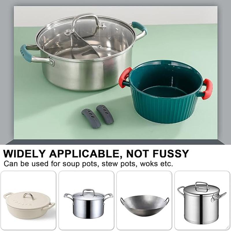 6Pcs Silicone Heat Insulation Pot Handle Non-slip Pot Handle Cover High Temperature and Wear Resistance Handle Kitchen Gadgets