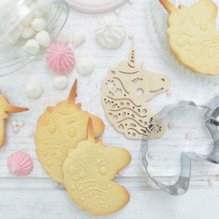 Kit pour biscuits en relief Licorne + 5 stylos choco pastel