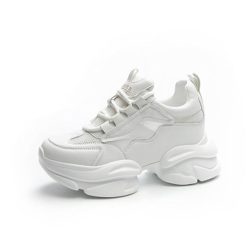Trendige Dad-Schuhe mit dicker Sohle und Absatz, aus Leder, mit weicher Sohle, Sport- und Freizeit-Mesh, vielseitige Damenschuhe
