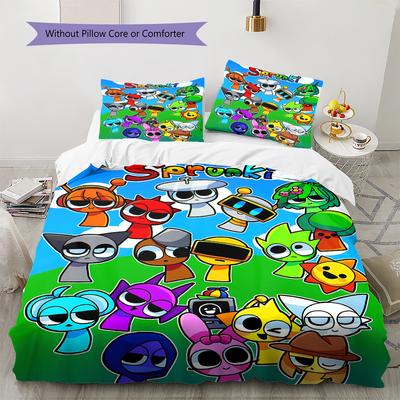 Sprunki Pattern Bedding,Quilt Set Quilt Cover Pillowcase Home Birthday Gift (1 * Duvet Cover + 2 * Pillowcase, Without Core)