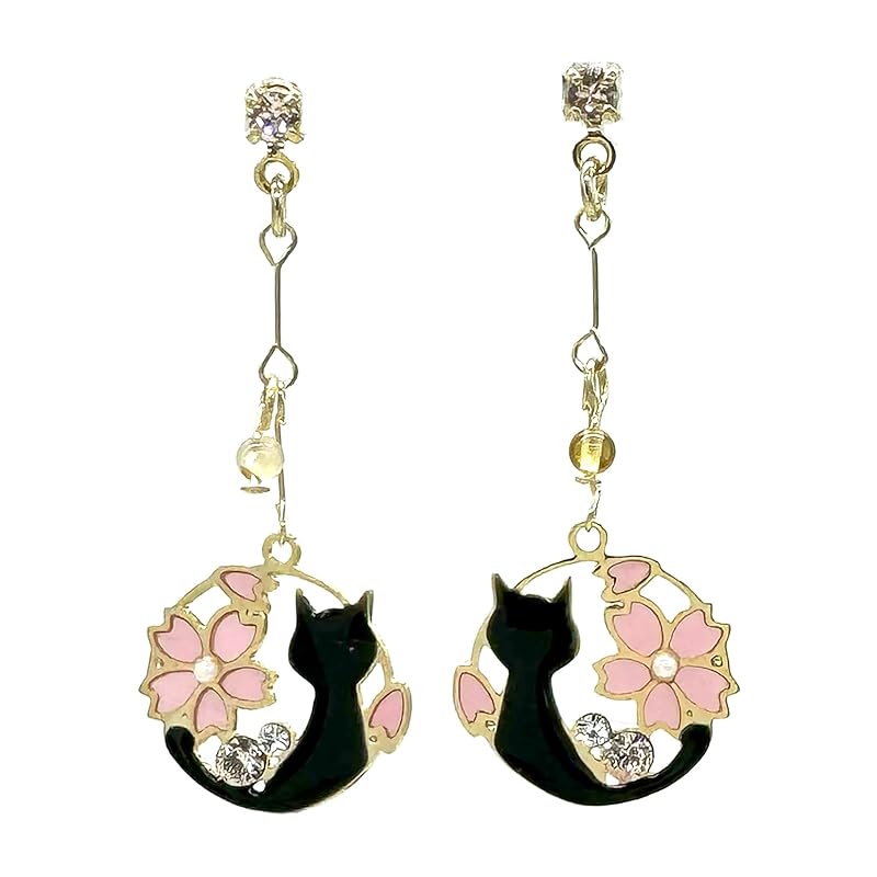 

[Ювелірний магазин M] жіночі сережки титановий штифт японський візерунок квіти сакури асиметрія аксесуари Сумісні з металевою алергією зроблено в Японії