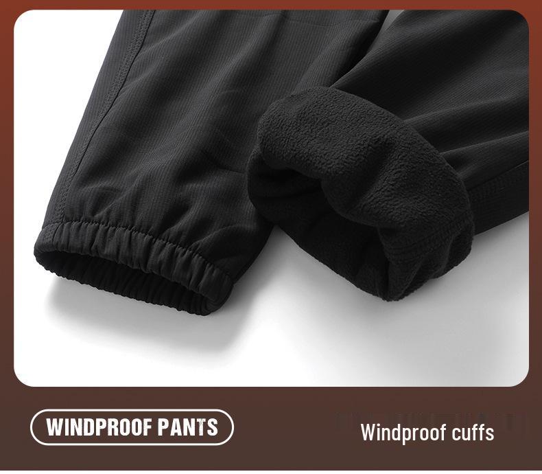 Autumn/Winter Unisex Windproof Softshell Hiking Pants with Waterproof Velvet Lining, Customizable LOGO