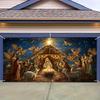 2D Door Banner 1 Piece 2D Printed Angel Shepherd and Starry Night Garage Door Banner