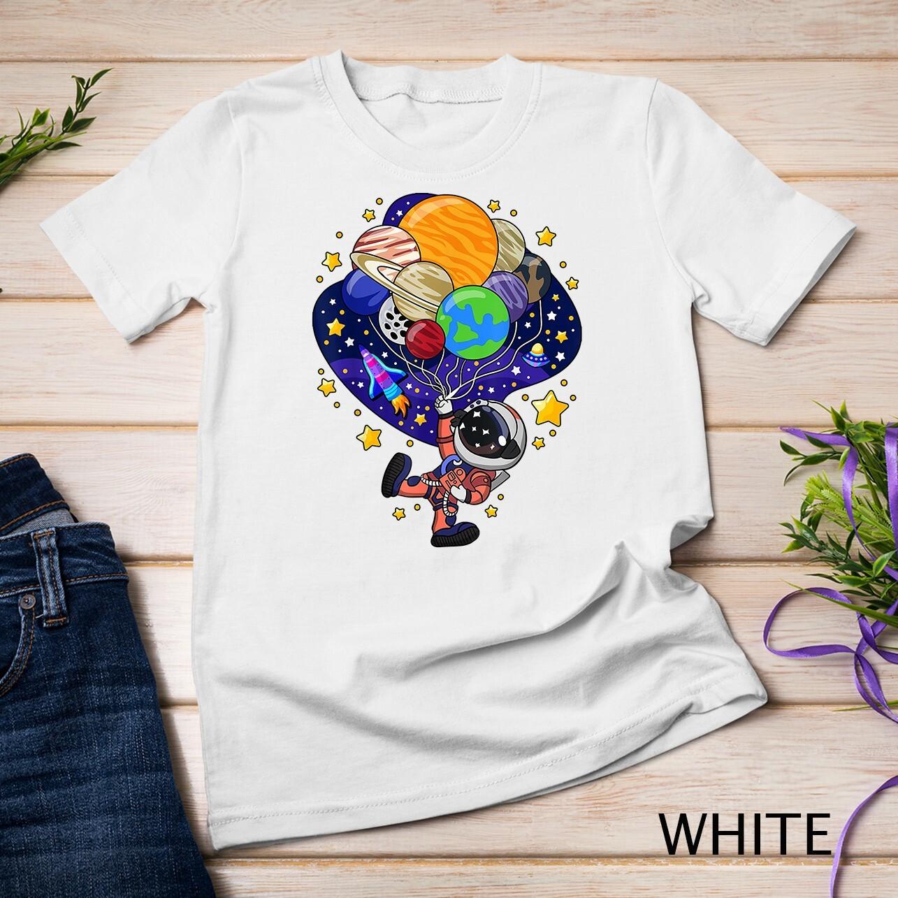 Outer Space Astronaut Spaceman Astronomy Earth Mars Planets Unisex T-Shirt Mens Womens Tees Top L