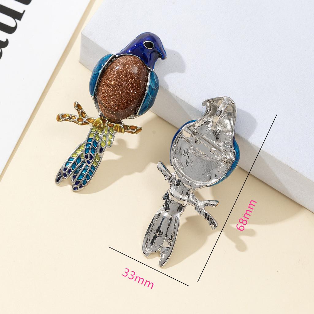 Parrot Enamel Brooch Pin With Shell Inlay For Diy And Jewelry Making