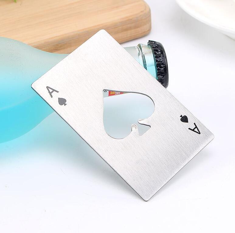 Spades A Credit Card Type Bottle Opener Creative Playing Card Shape Stainless Steel Portable Bottle Opener Beer Screwdriver