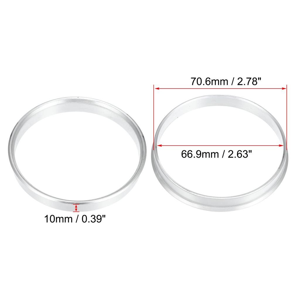 uxcell HUB CENTRIC RI NG Aluminum Hub Ring, Silver Tone, 4 Pieces, 2.8 - 2.6 inches (70.6 - 66.9 mm)